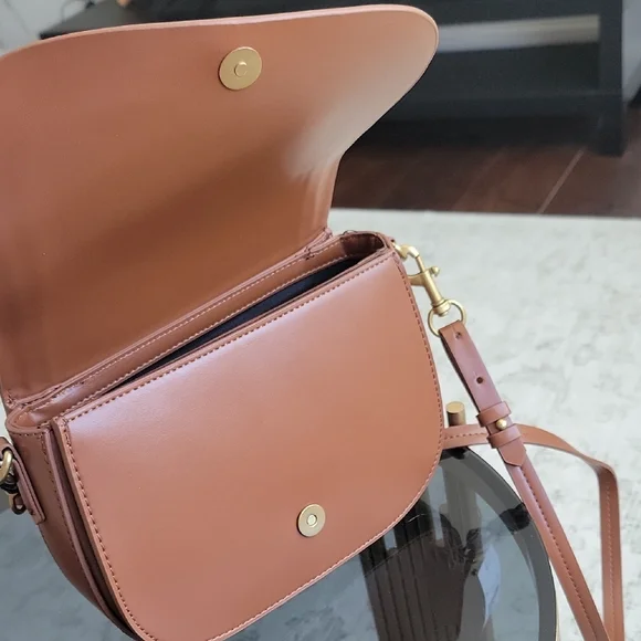 Zara Tan Leather Crossbody Bag - Picture 11 of 15